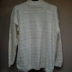 Forever by Creative Cotton Womens Mock Knit Sweater Pullover Long Sleeve Ivory